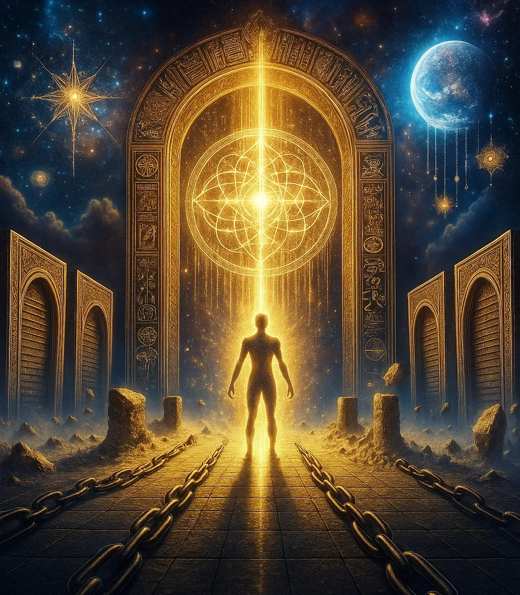 A soul crossing into the realm beyond after death