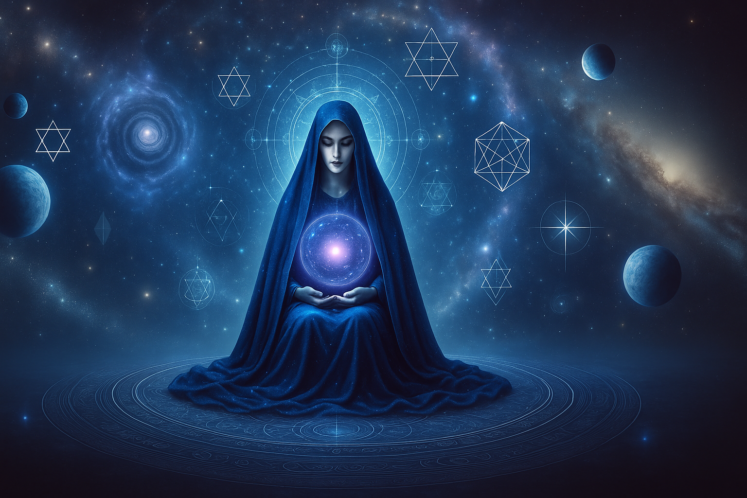 Divine Mother holding cosmic light