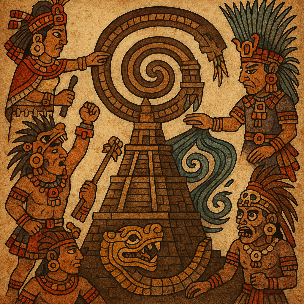 Funerary scene with jade, maize, and sacred path markers