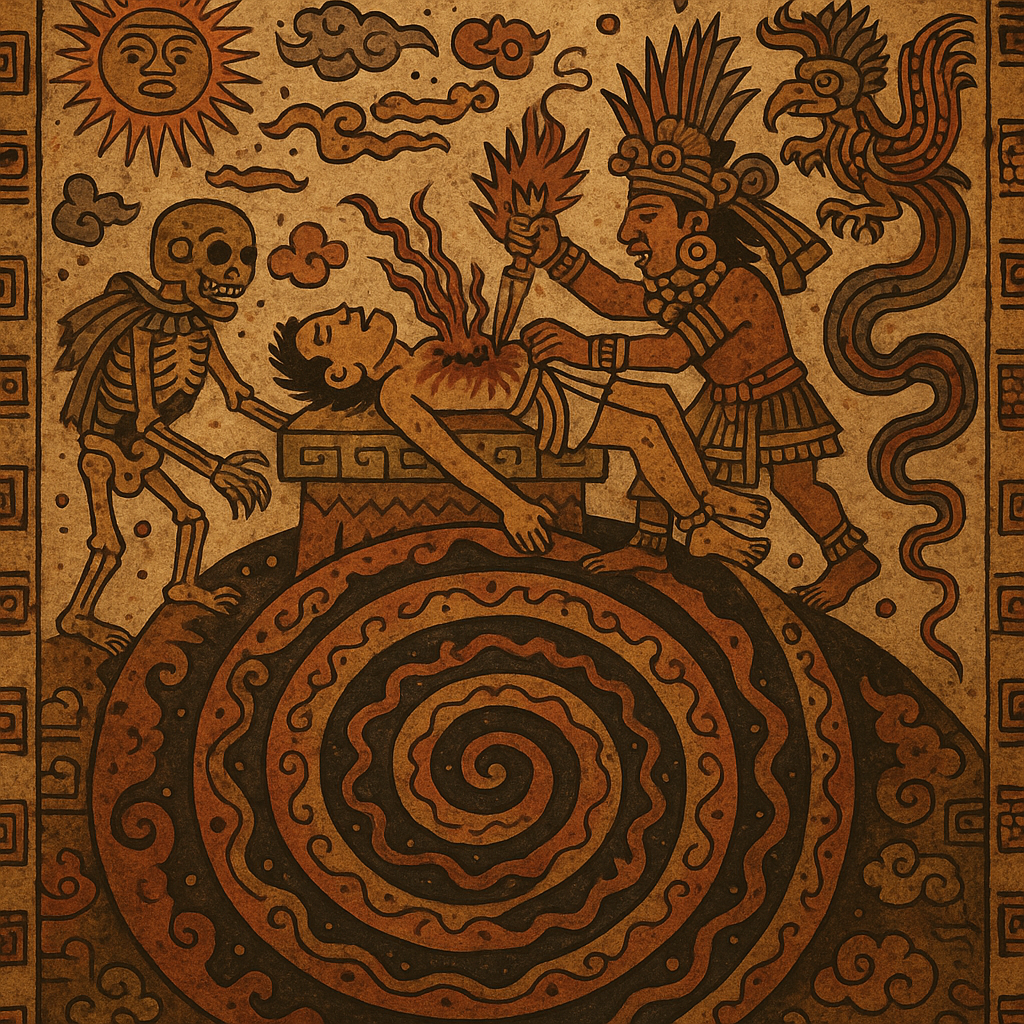 Mesoamerican cosmogram showing sacred numbers, colours, and directions
