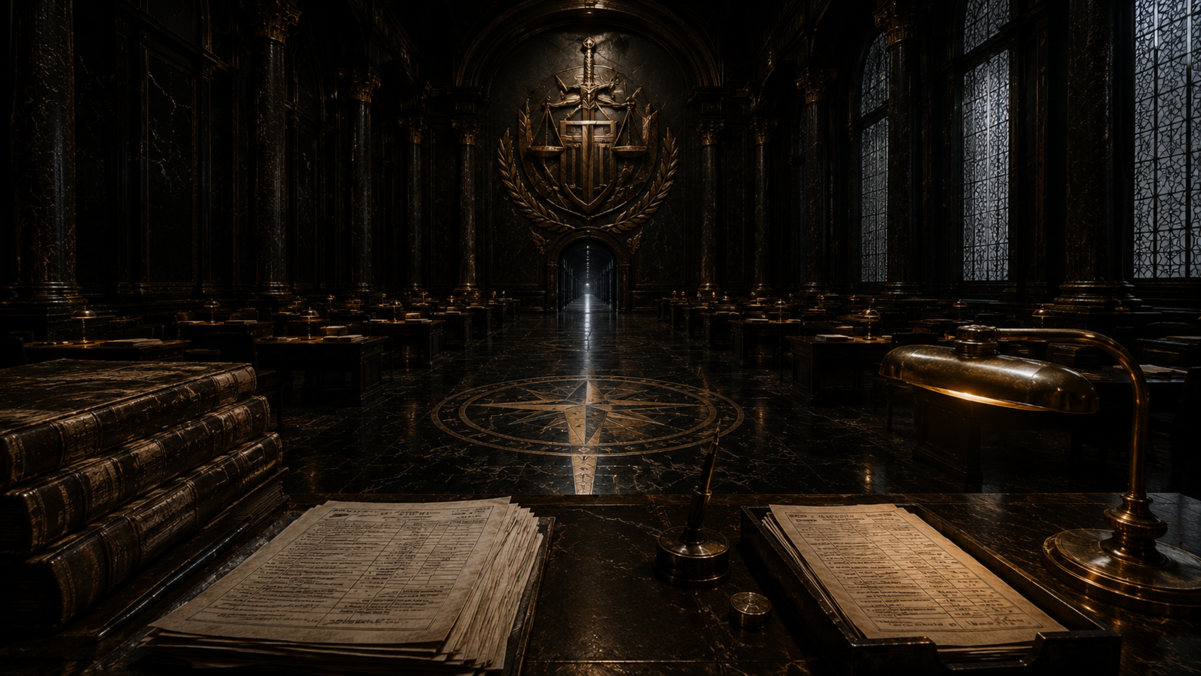 The Empire Codes Episode IV artwork: institutional symbolism over a dark structural grid.