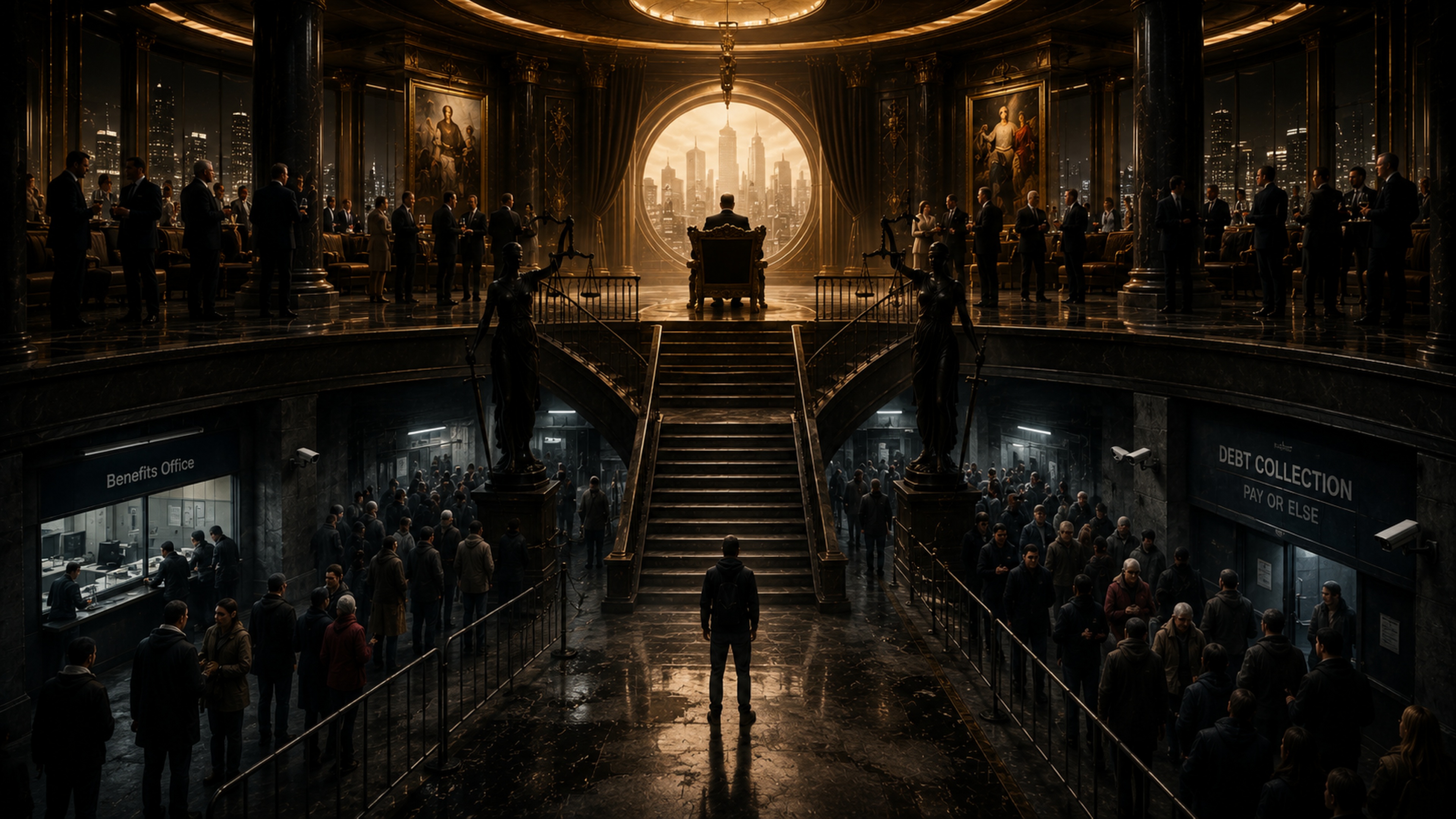 The Empire Codes Episode VIII artwork: tiered autonomy corridors and behavioural enclosure under system pressure.
