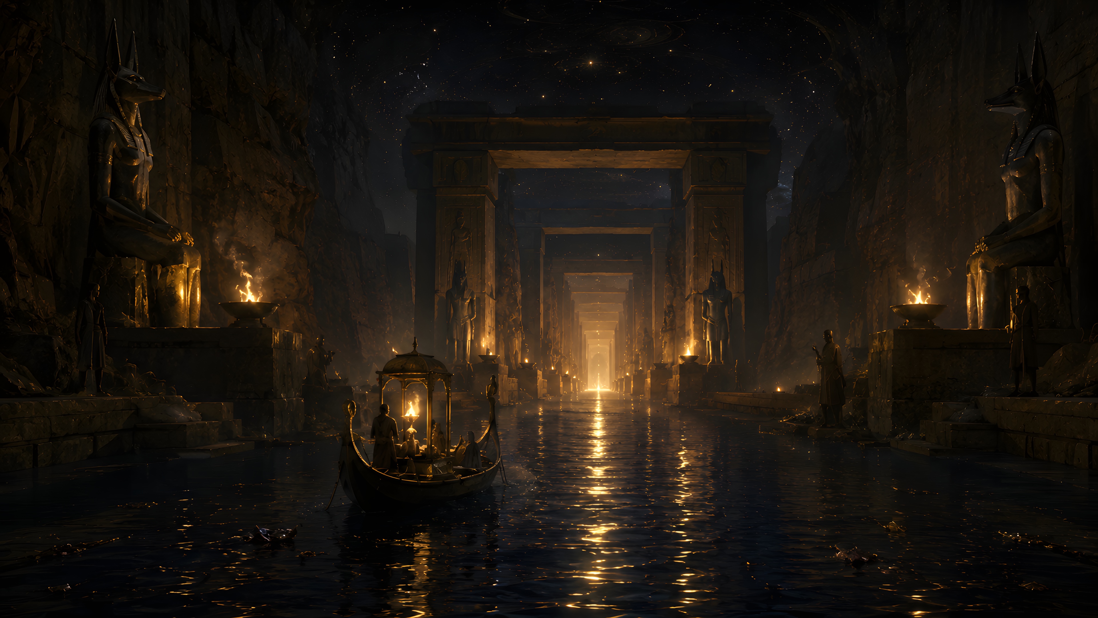 The Afterlife Episode V Part II artwork: Ancient Egypt, the twelve gates of the Duat, and the night journey of the soul.