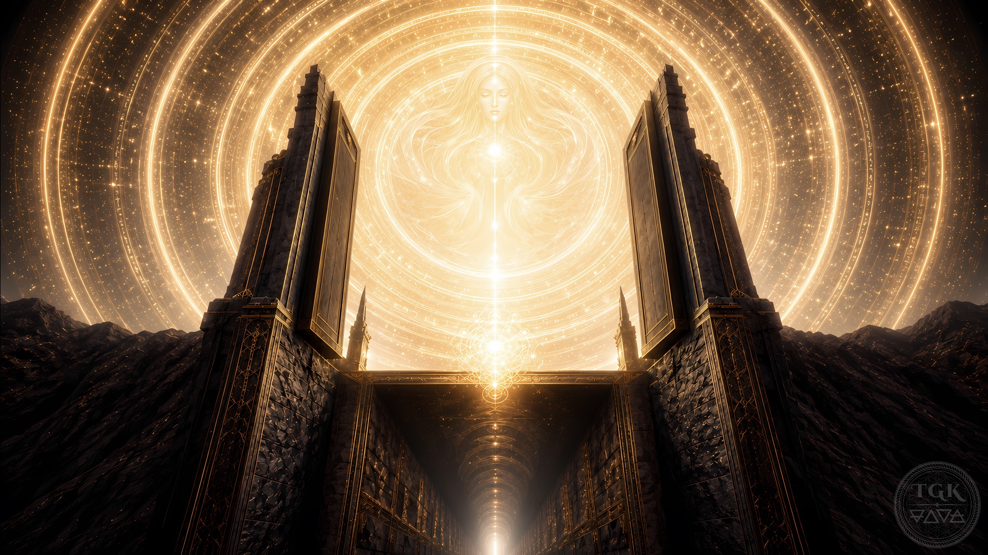 A radiant soul crosses the final threshold into a vast field of light, completing the return beyond the toll gates.