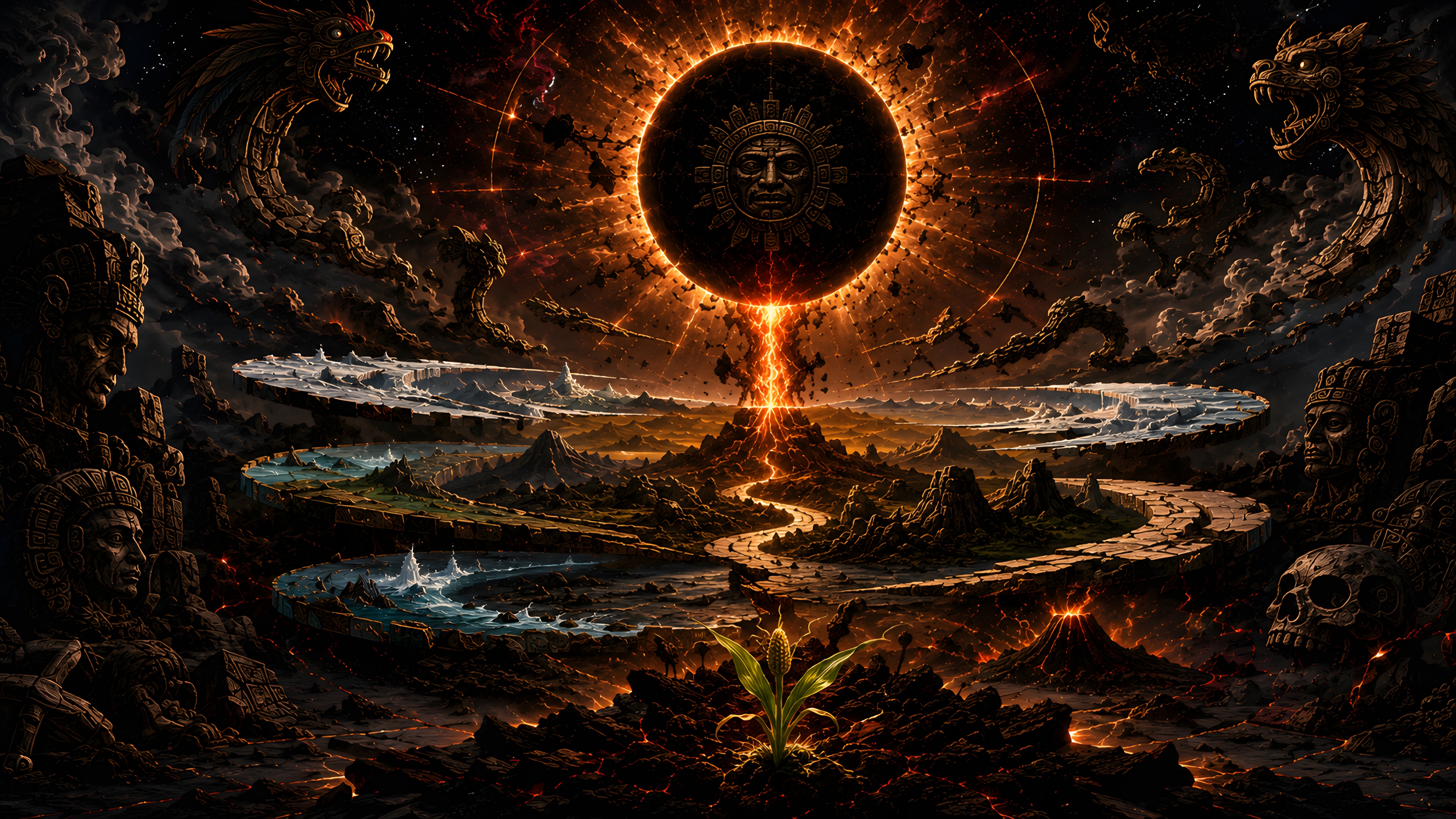 The Afterlife Episode VI Part I artwork: Mesoamerica, the map of time, sacrifice, and the architecture of death.